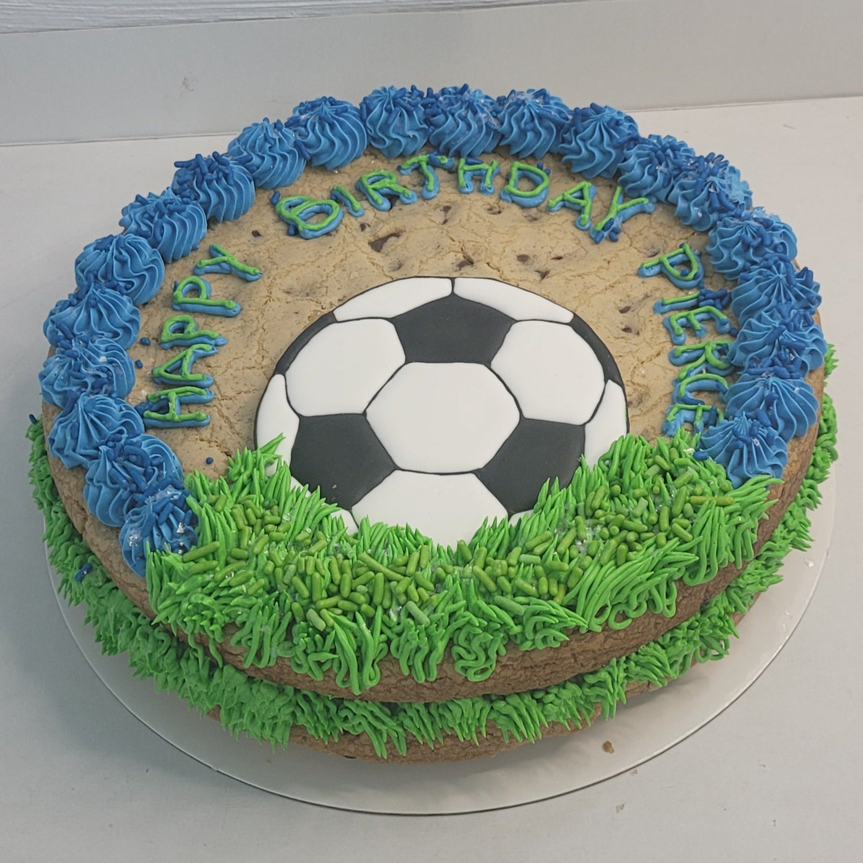 Soccer Theme Two-Layer Cookie Cake