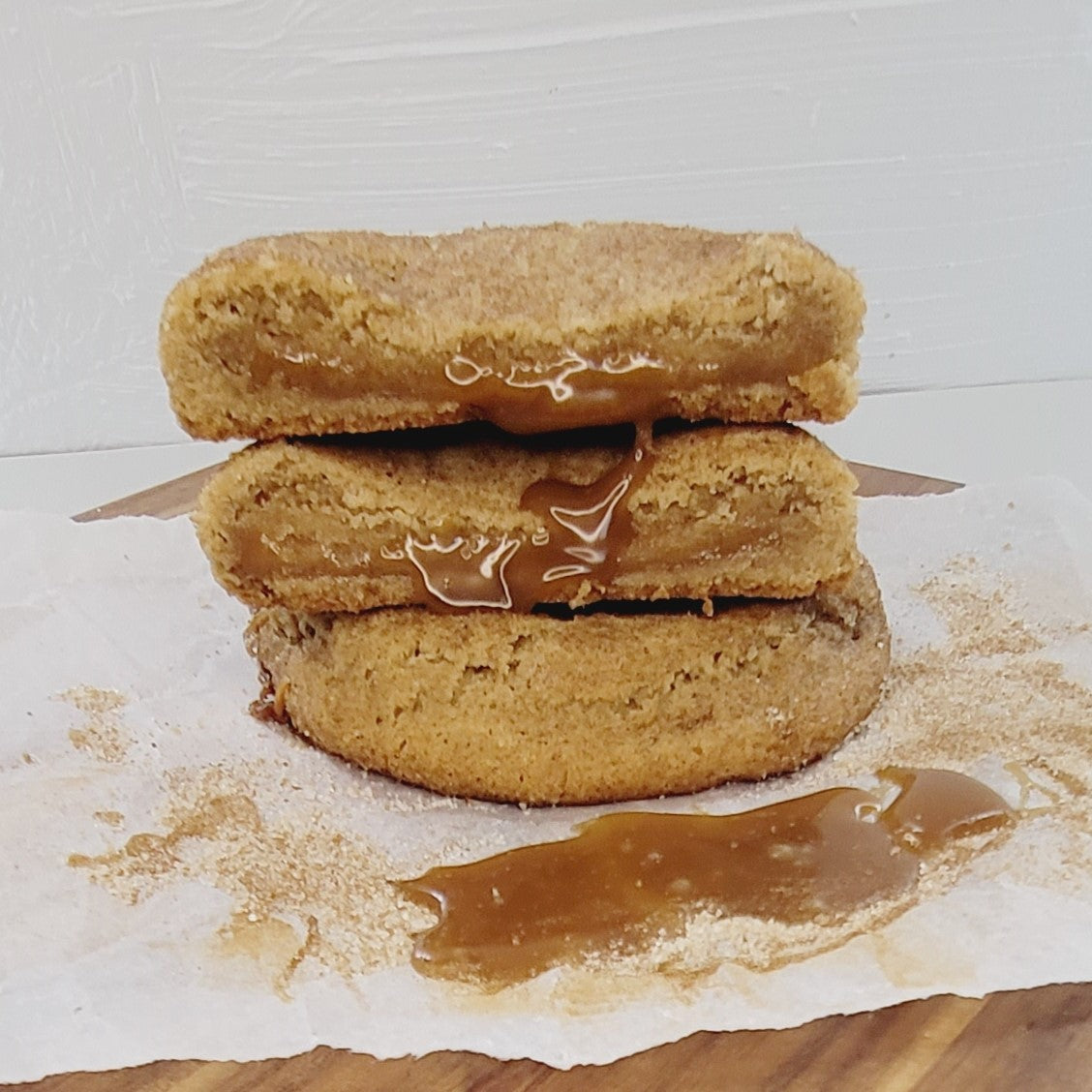 Caramel Stuffed Snickerdoodle Cookie