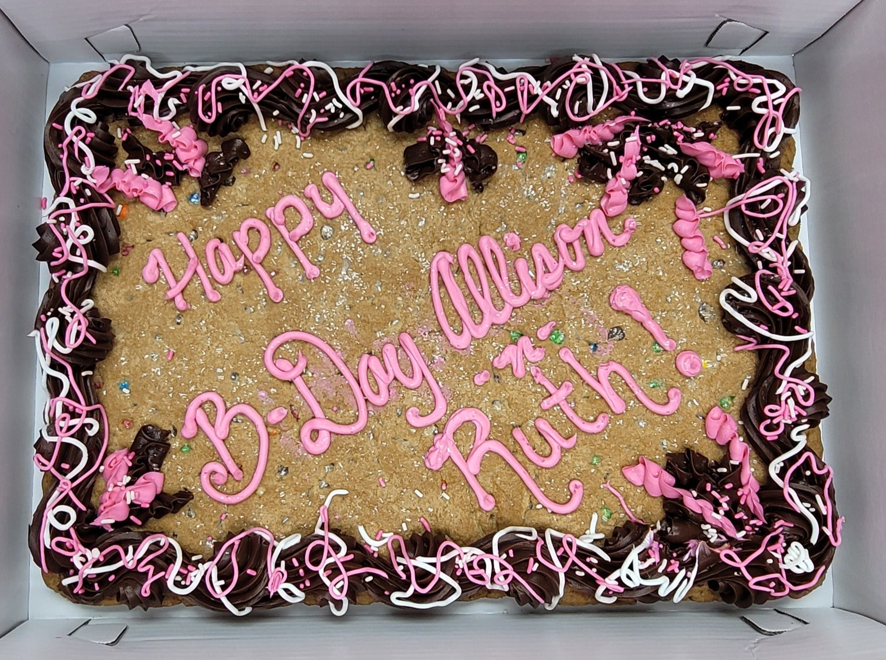 Half-Sheet Cookie Cake with Chocolate Frosting