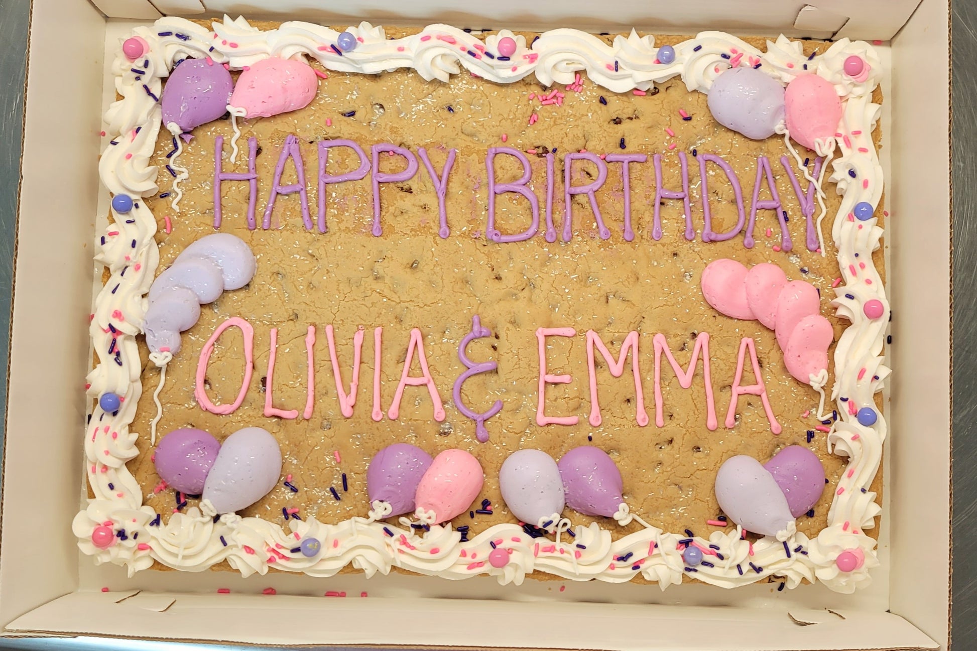 Half-Sheet Cookie Cake in pinks & purples